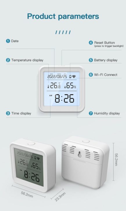 Tuya Thermomètre Hygromètre WiFi écran LCD Maroc Dsindustrie