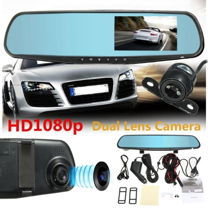 Dashcam Caméra Voiture HD 1080P 4,3 pouces Écran Rétroviseur