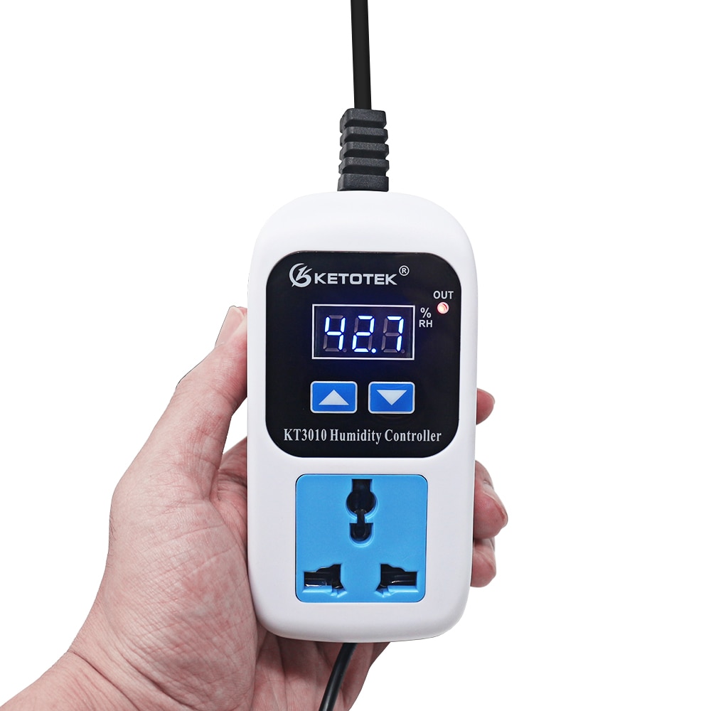 2x contrôleur d'humidité numérique hygromètre commutateur de contrôle d' humidité 0-99% rh hygrostat avec humidité s