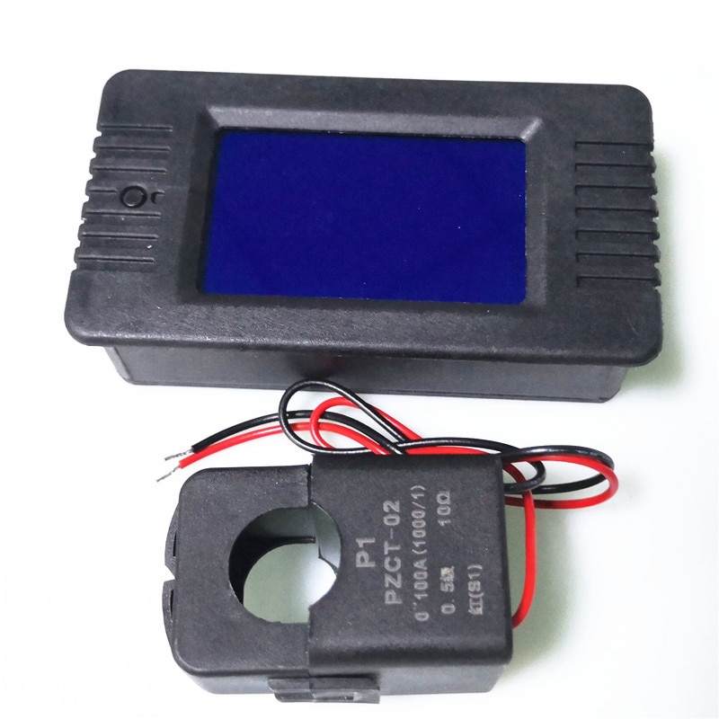 Akozon Voltmetre Amperemetre, PZEM 022 100A Volt Ampere Watt Multimètre LCD  Afficher Panneau Voltmetre Amperemetre avec Le Type Fermé CT pour la