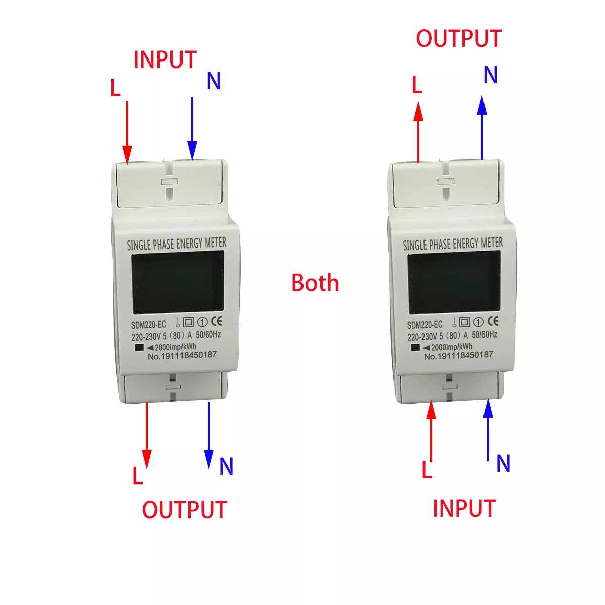 Wattmètre à affichage numérique LCD monophasé à deux fils, consommation  d'énergie, compteur électrique, kWh, AC