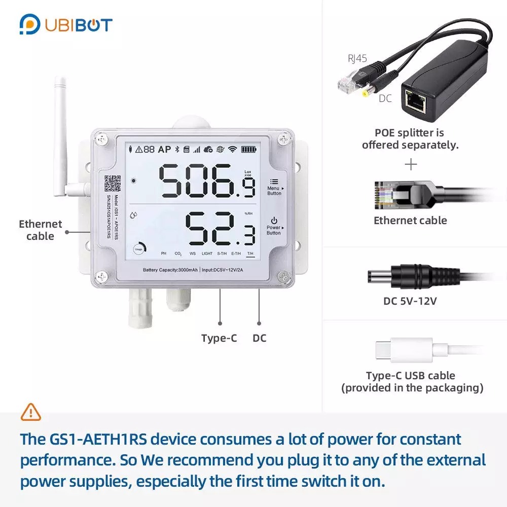 UBIBOT GS1-A solution de surveillance : Température Humidité industrielle