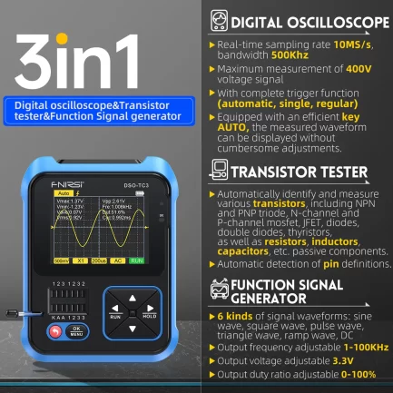 FNIRSI DSO-TC3 Oscilloscope numérique 3 en 1 Maroc