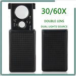Douple Loupe Portable multi-puissance 30X 60X avec lumière LED UV Maroc