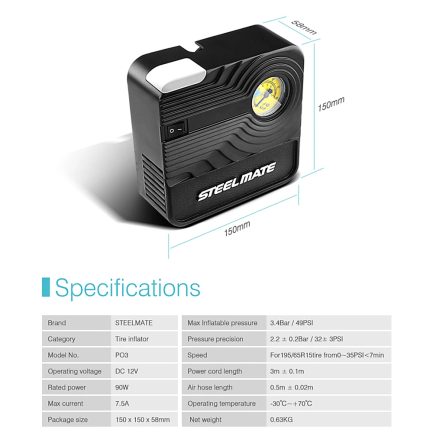 P03 Steelmate Gonfleur de pneu portable Maroc