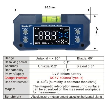 Mini jauge de niveau magnétique inclinomètre rapporteur d'angle rechargeable Maroc