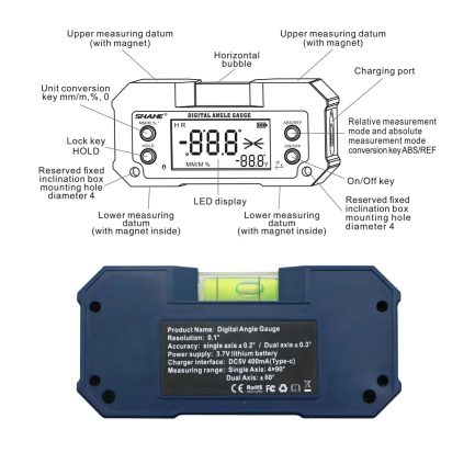 Mini jauge de niveau magnétique inclinomètre rapporteur d'angle rechargeable Maroc