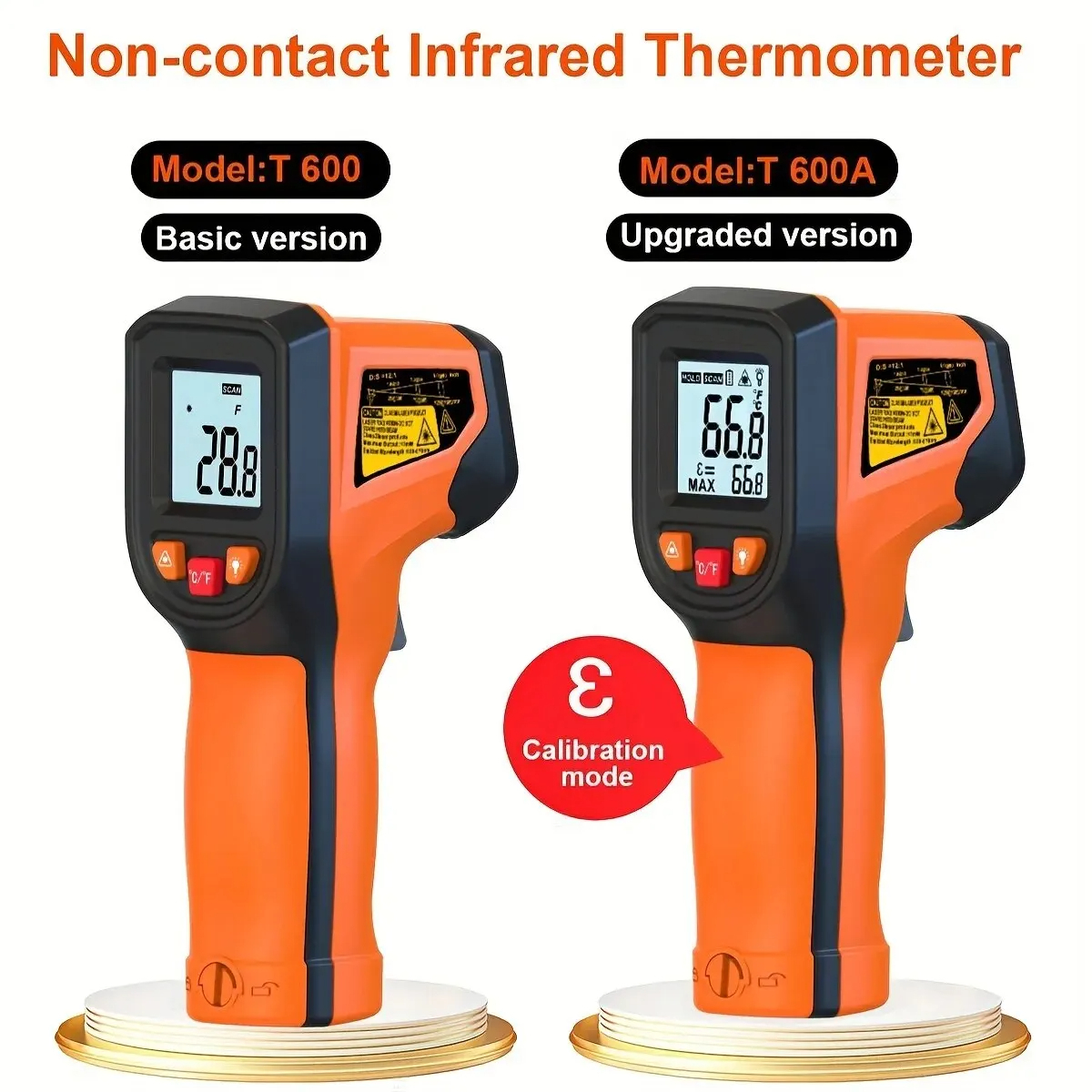 Thermomètre Laser Infrarouge -50°C à 600°C | Émissivité Réglable | Sans Contact | Pour Cuisine, Barbecue, Bricolage