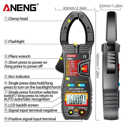 ANENG CM80CM81 pince multimètre ampèremètre numérique Maroc