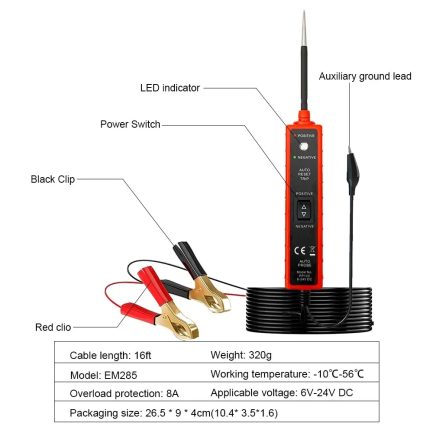 Stylo Testeur de circuit automobile multifonctionnel 6V-24V Maroc