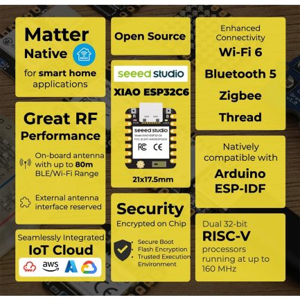 XIAO ESP32C6 Carte IoT Compacte avec Wi-Fi 6, BLE 5.3, Zigbee et Thread Maroc