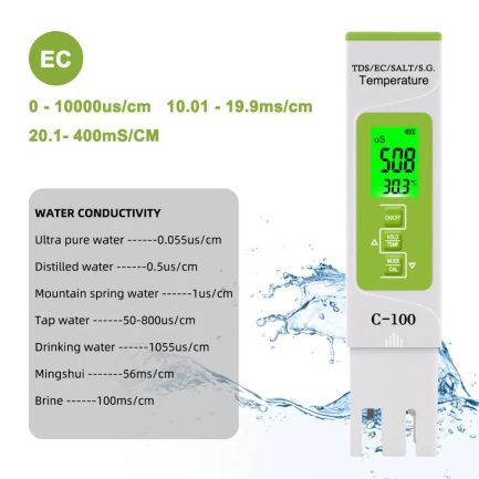 C-100 Testeur Numérique 5-en-1 de Qualité de l'Eau Maroc