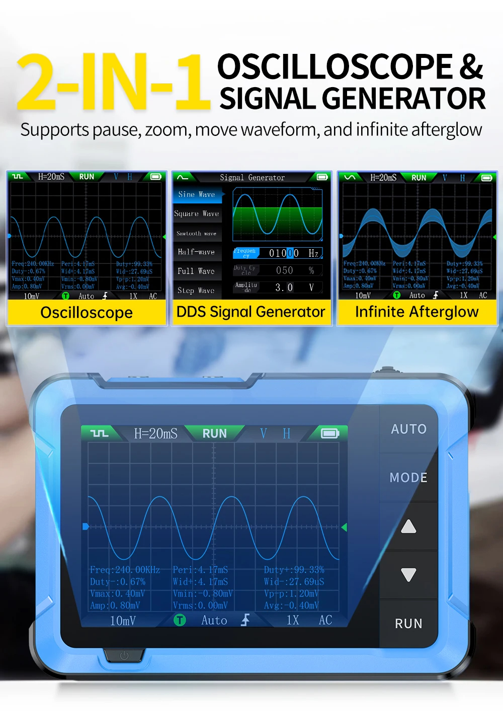 FNIRSI DSO510 PLUS Oscilloscope Portable – 10MHz + Générateur de Signal DDS Maroc