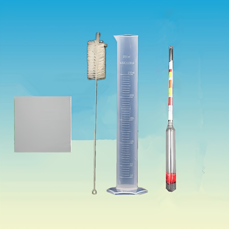 Kit de Mesure de Densité Liquide – Hydromètre, Éprouvette, Brosse et Plaque Maroc