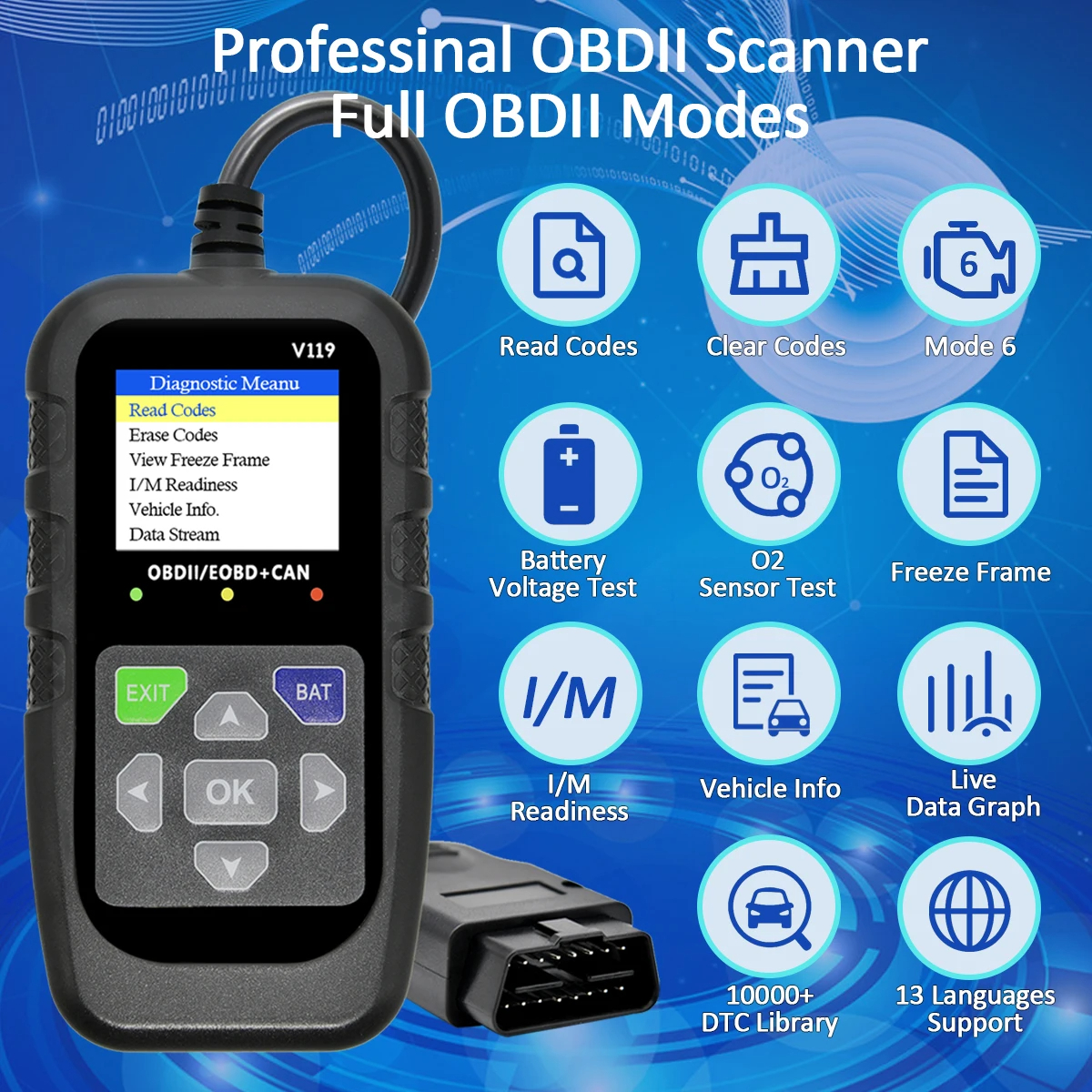 V119 OBD2 – Scanner Diagnostic Auto Universel Maroc