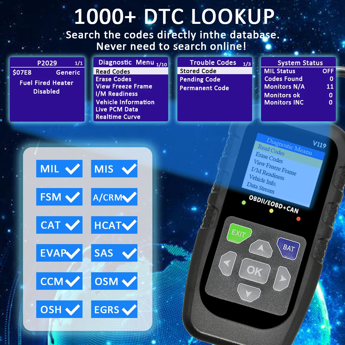 V119 OBD2 – Scanner Diagnostic Auto Universel Maroc