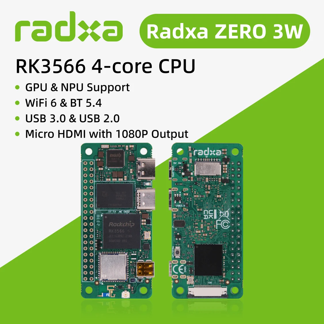 Radxa ZERO 3W – Mini PC IA avec HDMI et Wi-Fi 6 Maroc