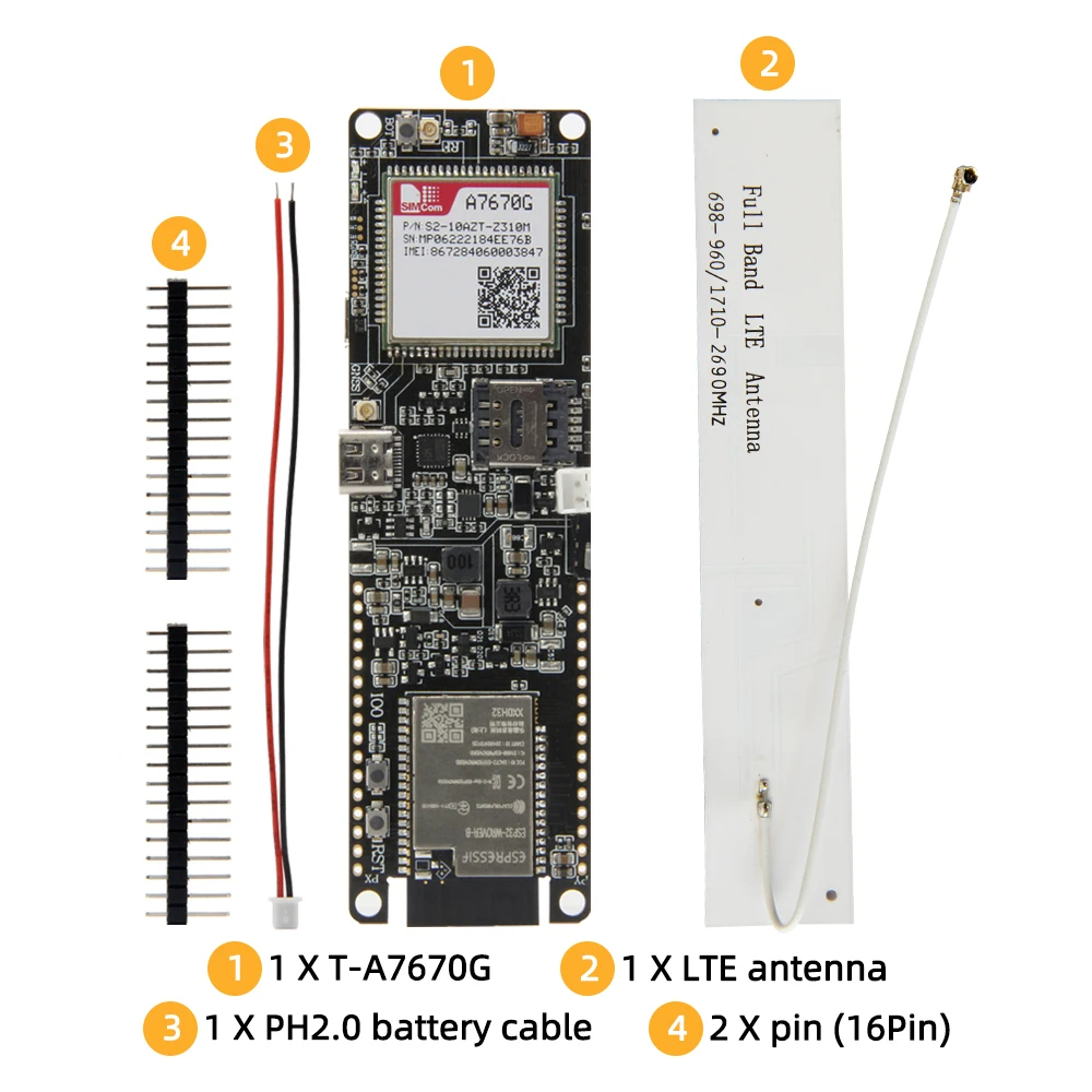 TTGO T-A7670 R2 – ESP32 + 4G LTE Cat-1 (G/E/SA)