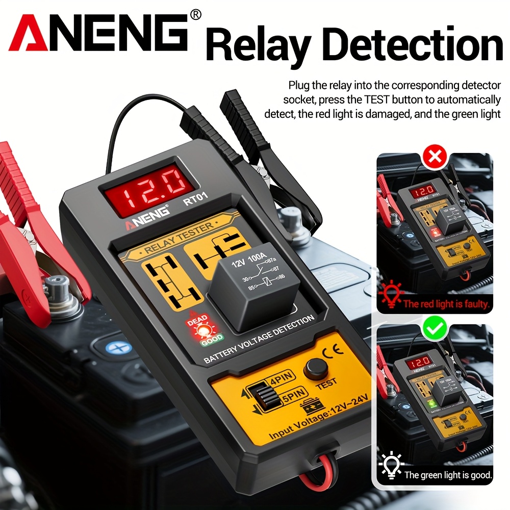 ANENG RT01 – Testeur de relais auto pro 12–24 V Maroc