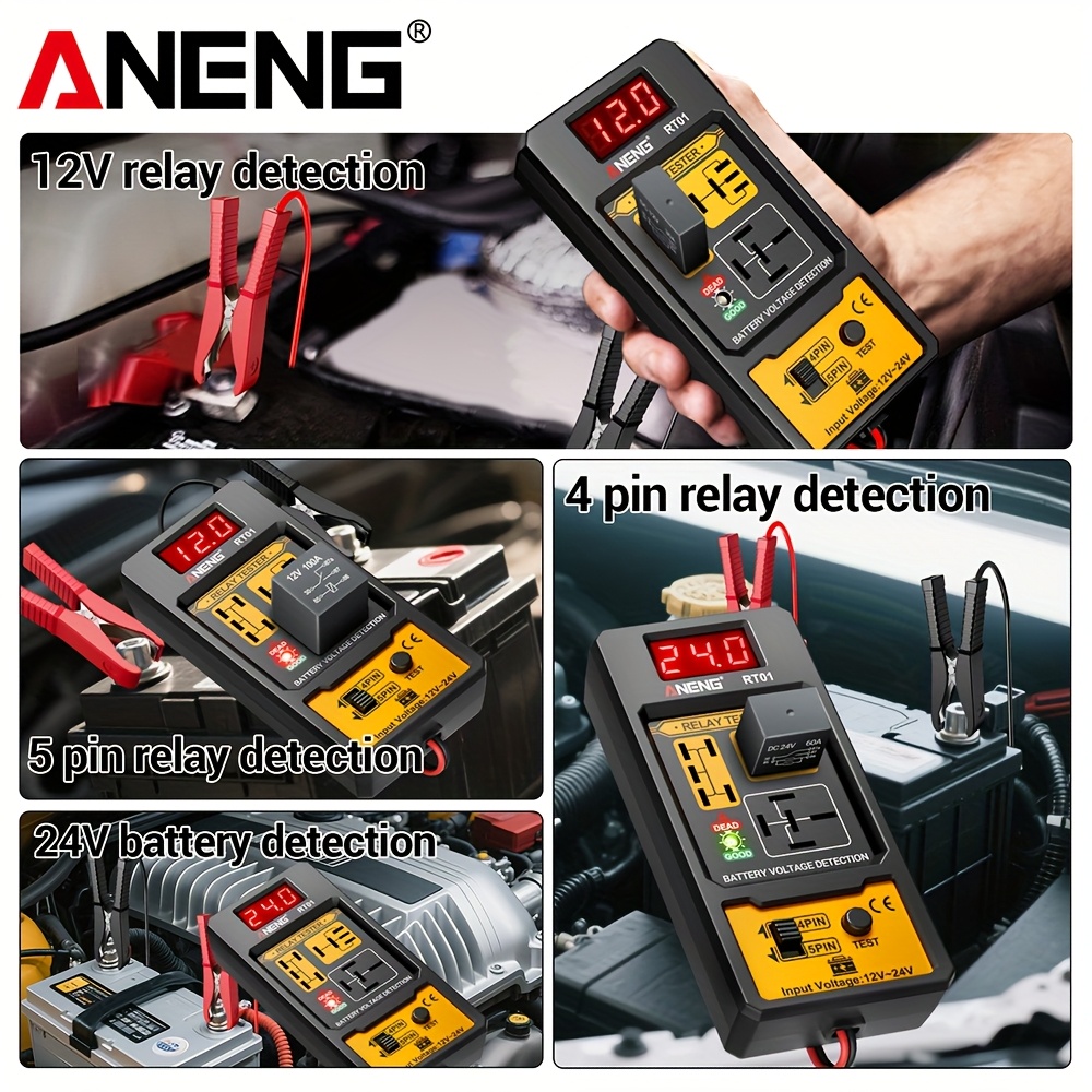 ANENG RT01 – Testeur de relais auto pro 12–24 V Maroc