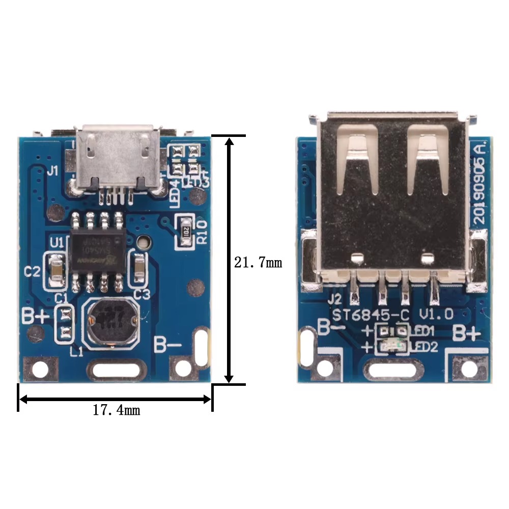 Module Power Bank USB Type-C Micro USB 5V 1A-2A