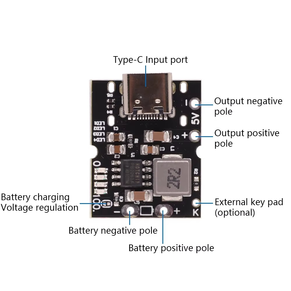 Module Power Bank USB Type-C Micro USB 5V 1A-2A